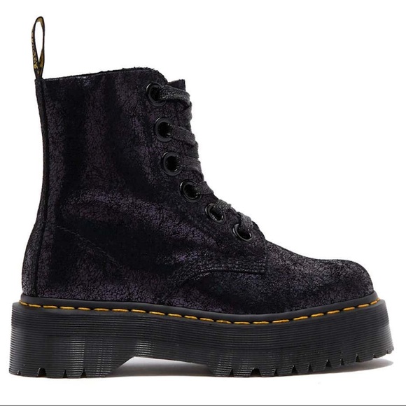 Dr. Martens Molly Crackled Suede Platform Boot - Picture 3 of 10